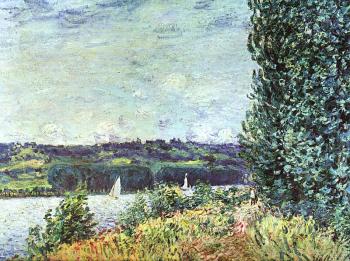 Alfred Sisley : The Banks of the Seine: Wind Blowing